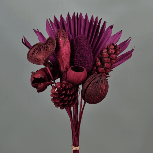 Ramo de Flores Secas Exótico Roxo, Flor seca de 40 cm de comprimento