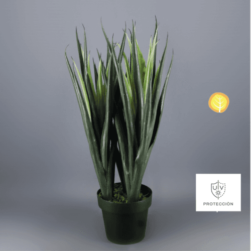 Aloe artificial XL verde anti-UV para exterior 80x70 cm