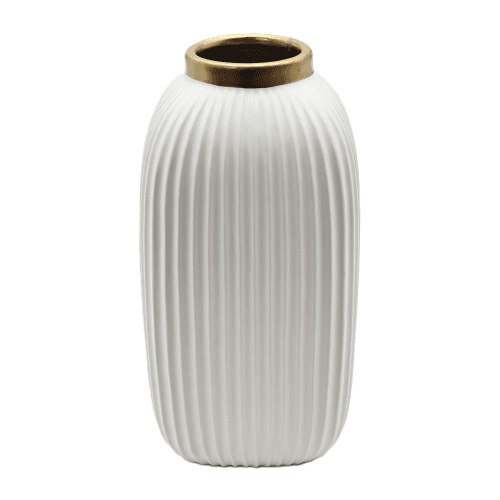 Floreiro Farah de cerámica branca 25 cm, xogo de 12