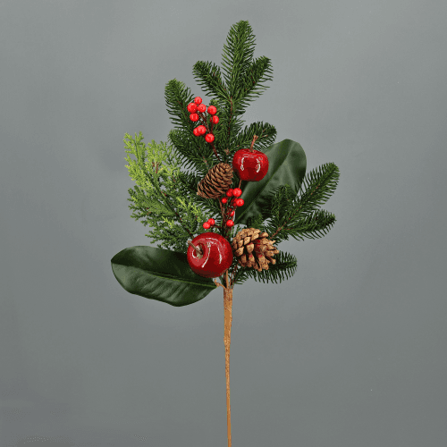 Poma i Pinya de Pi Nadalenca Artificial (Pick) Rojo, 20-28 cm (6-12 u.)