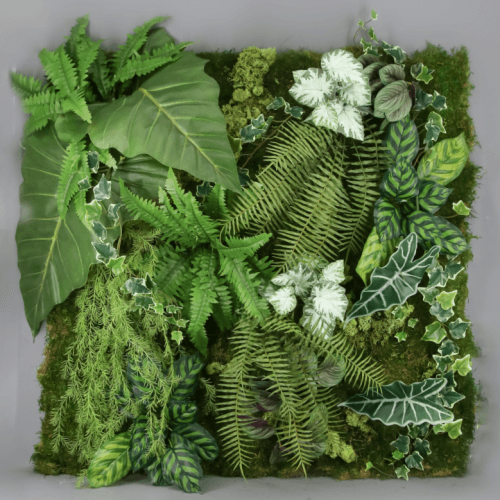 Mural colgante artificial verde, Flor artificial de 100 cm de largo