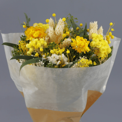 Bouquet de Fleurs Séchées Fantasy Jaune