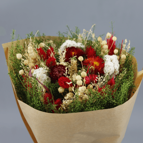Ramo de Flores Secas Giardino Vermelho, Flor seca de 30 cm de comprimento La Sempreviva