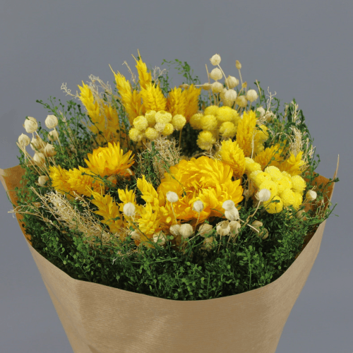 Ramo de Flores Secas Giardino Amarelo, Flor seca de 30 cm de comprimento La Sempreviva