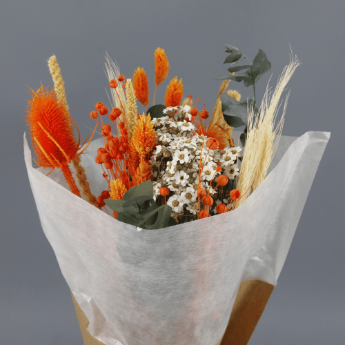 Ramo de Flores Secas Light Laranja, Flor seca de 30 cm de comprimento La Sempreviva