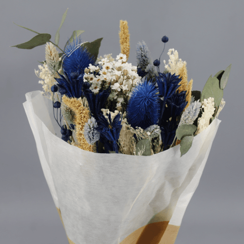 Ramo de Flores Secas Light Azul, Flor seca de 30 cm de comprimento La Sempreviva