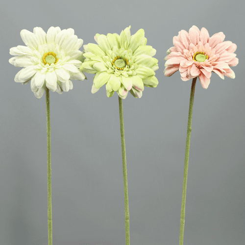 Gerberas artificielles assorties, Fleur artificielle de 47 cm de long, lot de 24 unités