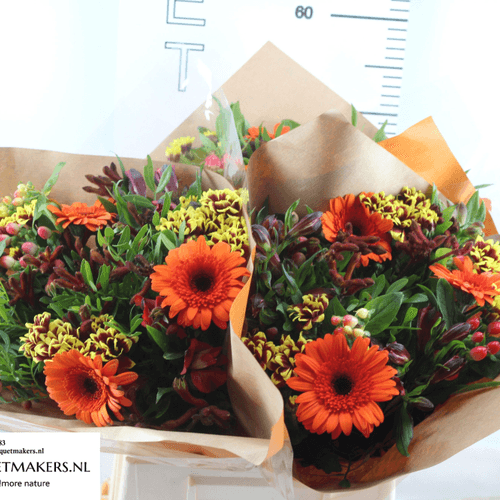 Ramo de Flores Variadas en Tonos Naranjas 42 cm, 42 cm de tallo