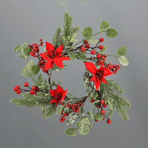 Corona de Nadal Artificial de Poinsèties Rojo/Verde