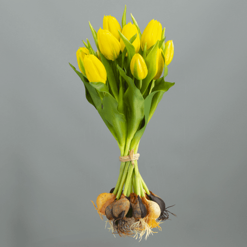 Túlipas artificiais amarelas - ramo de 12 hastes, Flor artificial de 33 cm de comprimento