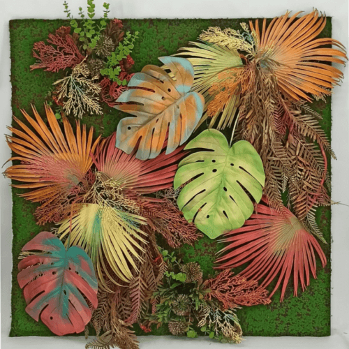 Panel mural artificial Color, Flor artificial de 100 cm de largo