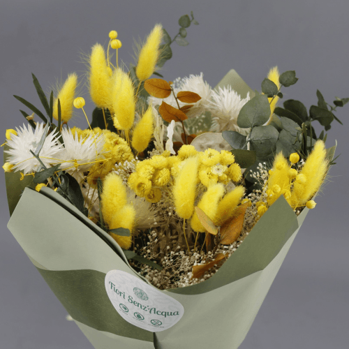 Bouquet Fleurs Séchées Printemps Jaune