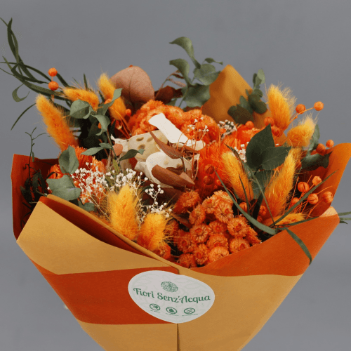 Bouquet Fleurs Séchées Printemps Orange