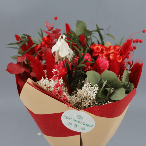 Bouquet Fleurs Séchées Printemps Rouge