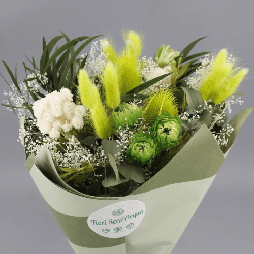 Bouquet Fleurs Séchées Printemps Vert Clair