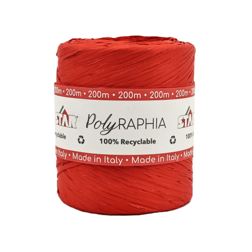 Rafia Sintetica, Rojo, 1 tallos, 200cm