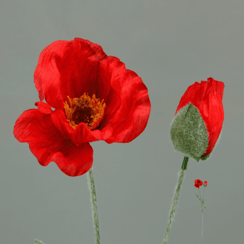 Coquelicot Artificiel en Satin, Fleur artificielle de 73 cm de long