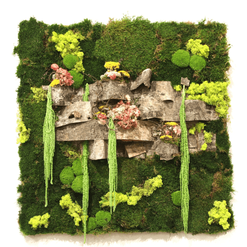 Mural jardín vertical artificial de paisaje, Flor artificial de 100 cm de largo