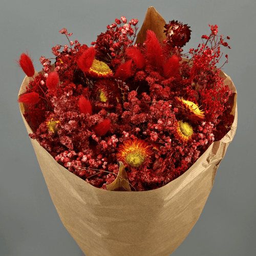 Ramo de Flores Secas Vermelho, Flor seca de 50 cm de comprimento