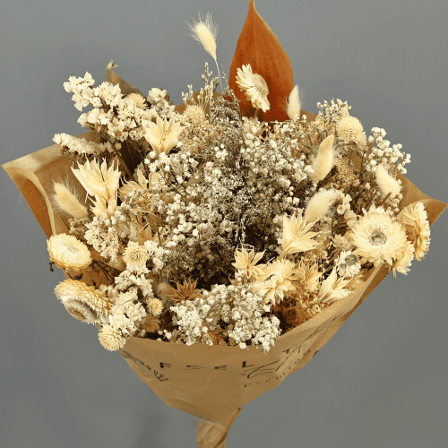 Ramo de Flores Secas Branco, Flor seca de 50 cm de comprimento