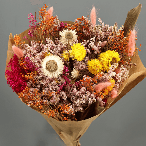 Ramo de Flores Secas Néon Multicolor, Flor seca de 50 cm de comprimento