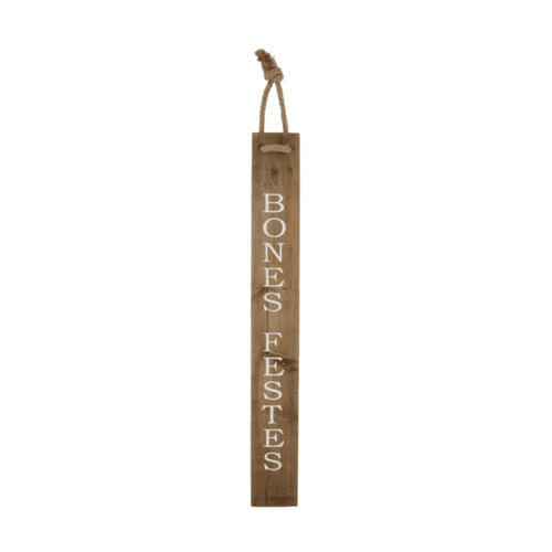 Pancarte en Bois Joyeux Noël « Bones Festes » Natural, 78 cm