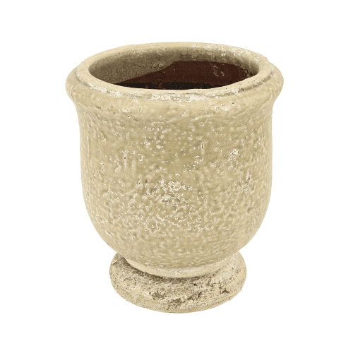 Copa de cerámica Medieval crema con pé (17,5 a 25 cm)