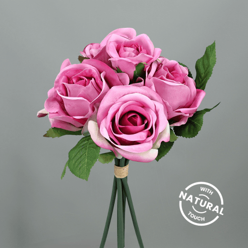 Bouquet de Roses Artificielles Fuchsia, Fleur artificielle