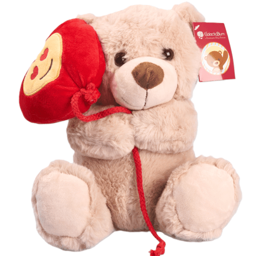 Peluche urso com balão emoticon castanho Marrón, 25 cm