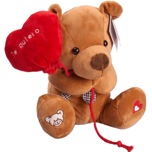 Peluche oso con globo 'Te quiero' marrón oscuro, 25 cm (2 uds)