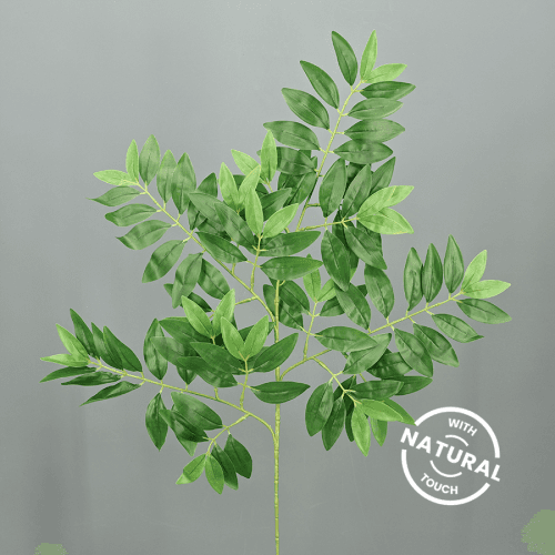 Pack de 6 branches artificielles de laurier vert 70 cm, Fleur artificielle de 70 cm de long