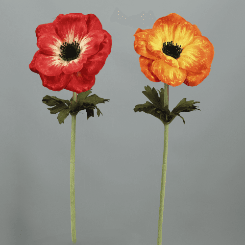 Anémones artificielles assorties 53 cm, lot de 24 tiges, Fleur artificielle de 53 cm de long, lot de 24 unités