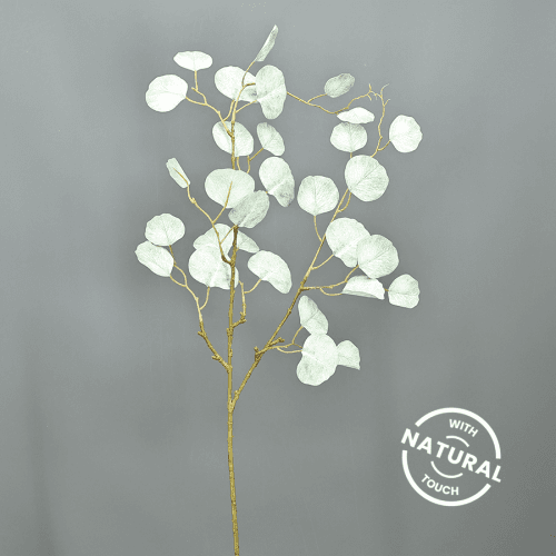 Rama Artificial de Eucalipto Cinerea, Flor artificial de 110 cm de largo, pack de 6 uds