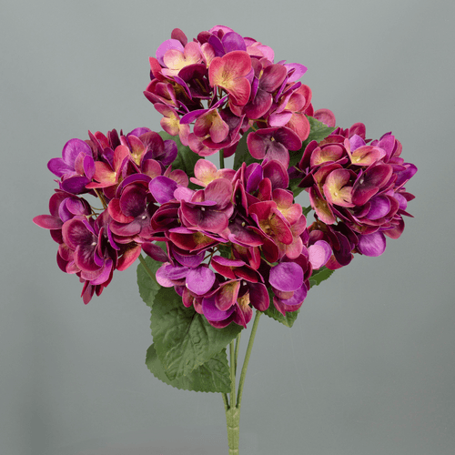 Lot de 3 branches d'hortensia (Hydrangea) artificiel rose 46 cm, Fleur artificielle de 46 cm de long, lot de 3 unités