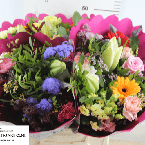 Ramo de flores variadas fucsia Blonda Mixto, 42 cm (3 uds)