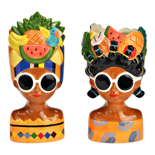 A Maceta  Mujer Gafas Tropical Mix x2, 20 cm