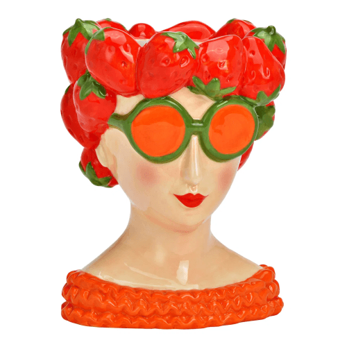 A Maceta Gafas Mujer Fresas, 17 cm