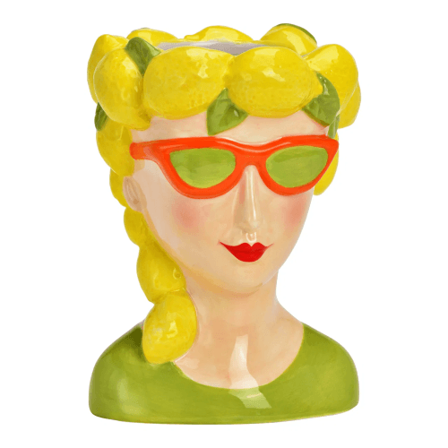 A Maceta Gafas Mujer Limones, 16 cm