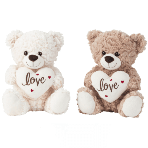 Urso de Peluche Love com Corações 25 cm Marrón/Blanco, 25 cm