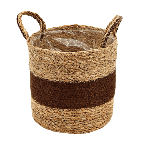 Cesta Decorativa de Zinc Leticia (Mediana) Marrón Oscuro, 29 cm