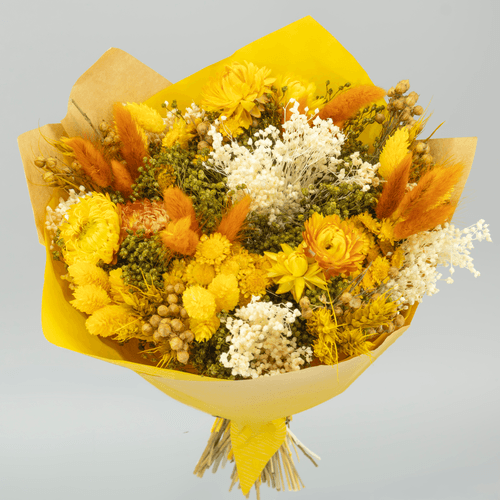 Ramo de Flores Secas Verdna Amarelo, Flor seca de 30 cm de comprimento