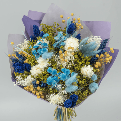 Ramo de Flores Secas Verdna Azul 30 cm