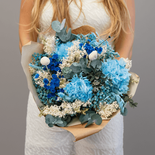 Bouquet de Fleurs Séchées Alexandra Bleu Clair