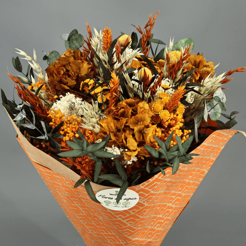 Bouquet de Fleurs Séchées Emma Jaune-Orange