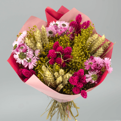 Ramo de Flores Secas Adriana Fúcsia, Flor seca de 40 cm de comprimento, conjunto de 2 hastes