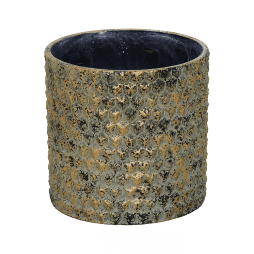Testo de Cerámica Elvira Grid Ouro e Negro 12 cm