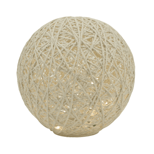 Luces navideñas de bola de yute Blanco, 20 cm