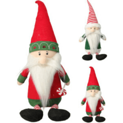 Ninot de Pare Noel Assegut Vermell i Blanc Rojo/Blanco, 54 cm
