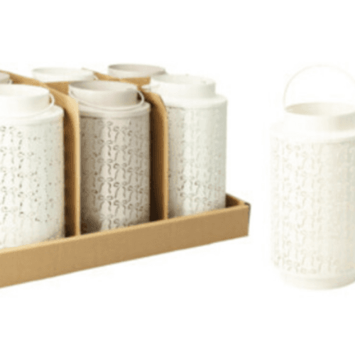 Lanterna mosaico branco e creme Blanco, 24 cm