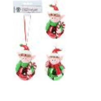 Colgante elfo bola navideño Rojo/Verde (4 uds)